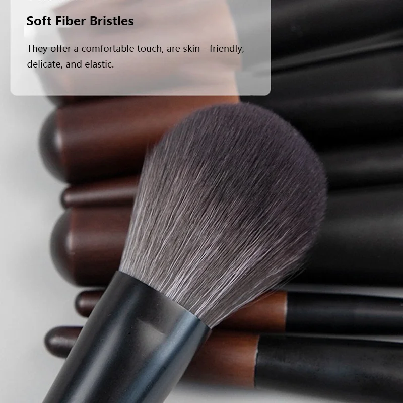 12本入りミニポータブルメイクブラシセット、収納ブラシバッグ付き、木製ハンドル、山羊毛、アイシャドウ、ステップリング、パウダーブラシ用