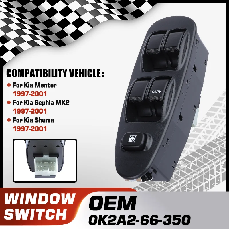 

Front Left Electric Power Car Window Control Switch Button For Kia Mentor Kia Sephia MK2 Kia Shuma 1997-2001 0K2A2-66-350 14Pins