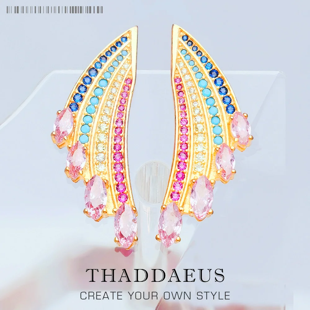 

Earrings Gold-Coloured Hummingbird Wing,Europe Fine Jewelry For Women Summer Special Rainbow Sterling Silver 925 Gift