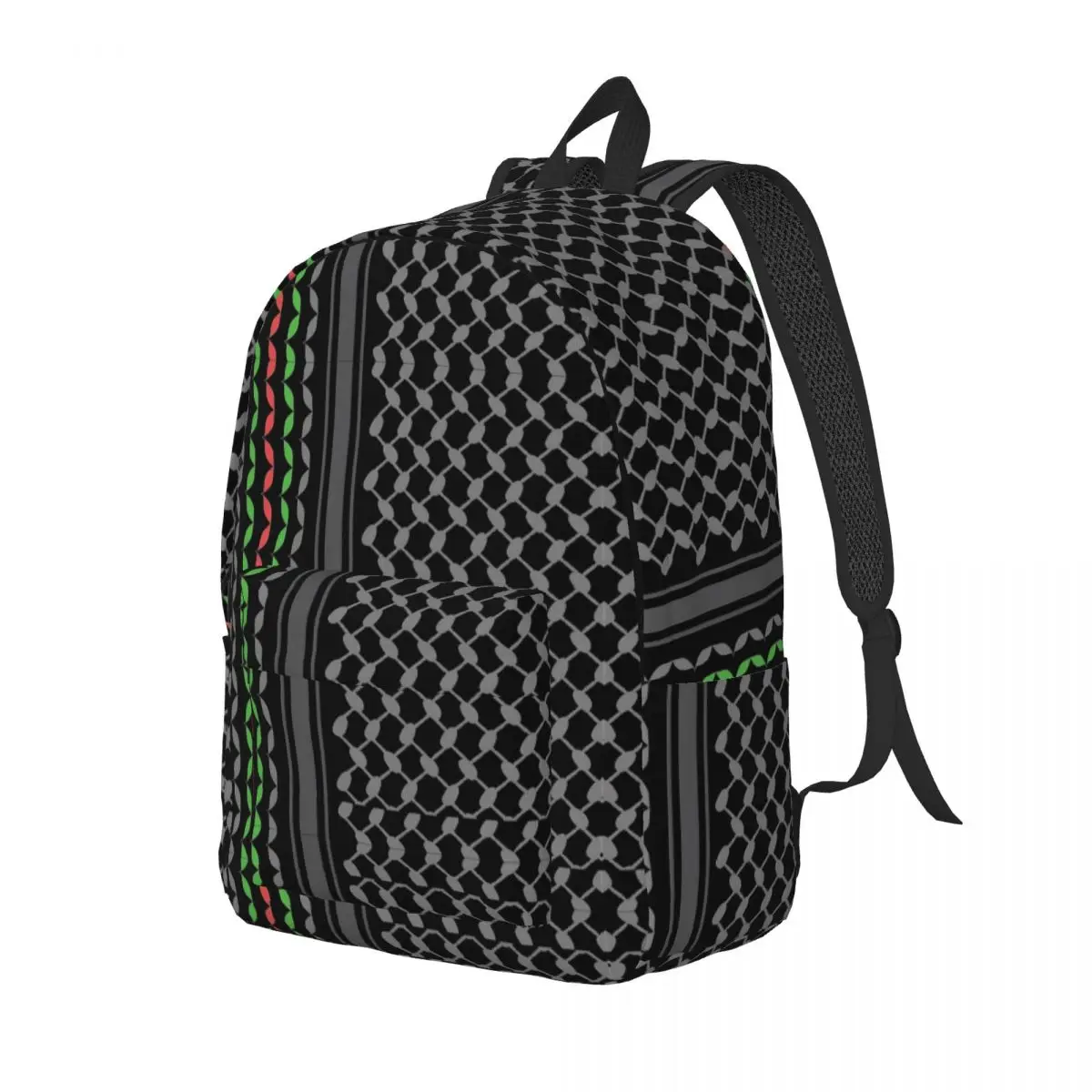 Multi Colors Keffiyeh In Black Backpack Female Palestine Folk Large Backpacks High School Bags University Colorful Rucksack