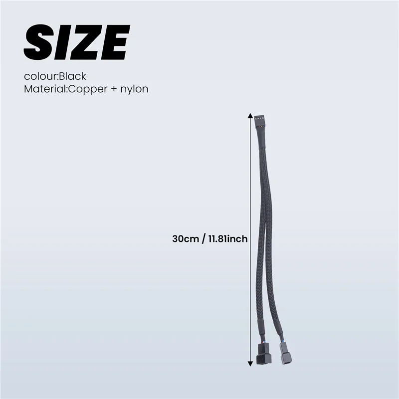 A13E-3Pcs PWM Fan Splitter Cable 2Way 4Pin Y Sleeved Extension Power Cable 1To2 Converter For PC Motherboard,Computer CPU Fan