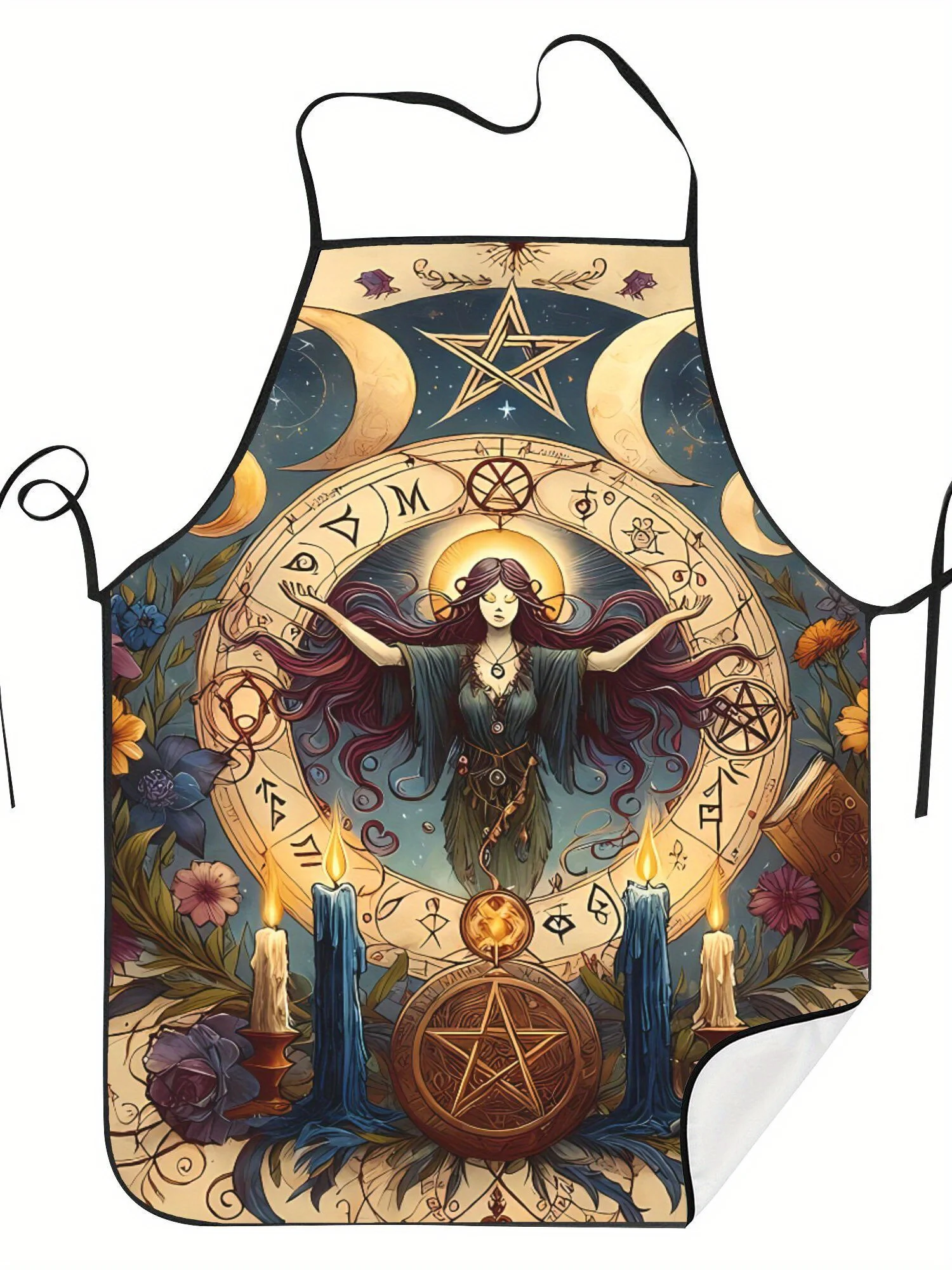 Wiccan Rede Pagan Symbols Print Apron Waterproof Kitchen Cooking Bib for Men Women Household Grilling Cover