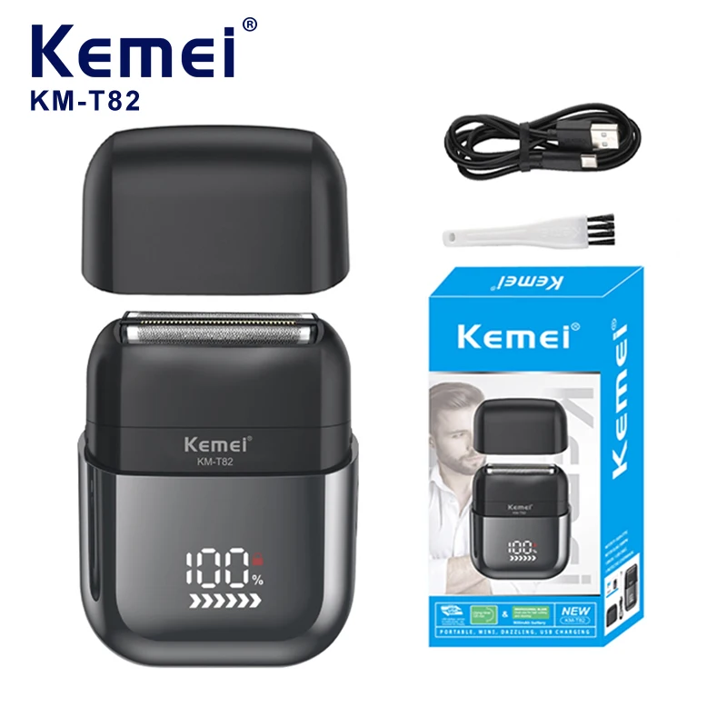 

Kemei T82 электробритва парикмахерская мужская профессиональная перезаряжаемая бритвенная машина домашний триммер для бороды мини портативная цифровая бритва