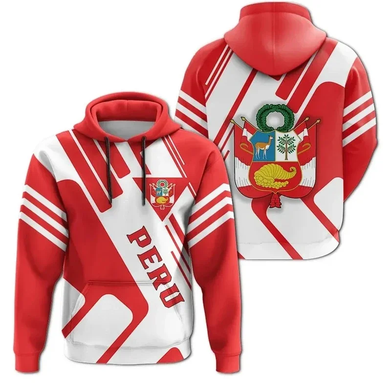 Peru Flag Map Graphic Sweatshirts Peruvian National Emblem Hoodies For Men Clothes Casual Male Hoody Sport Boy Pullovers Tops