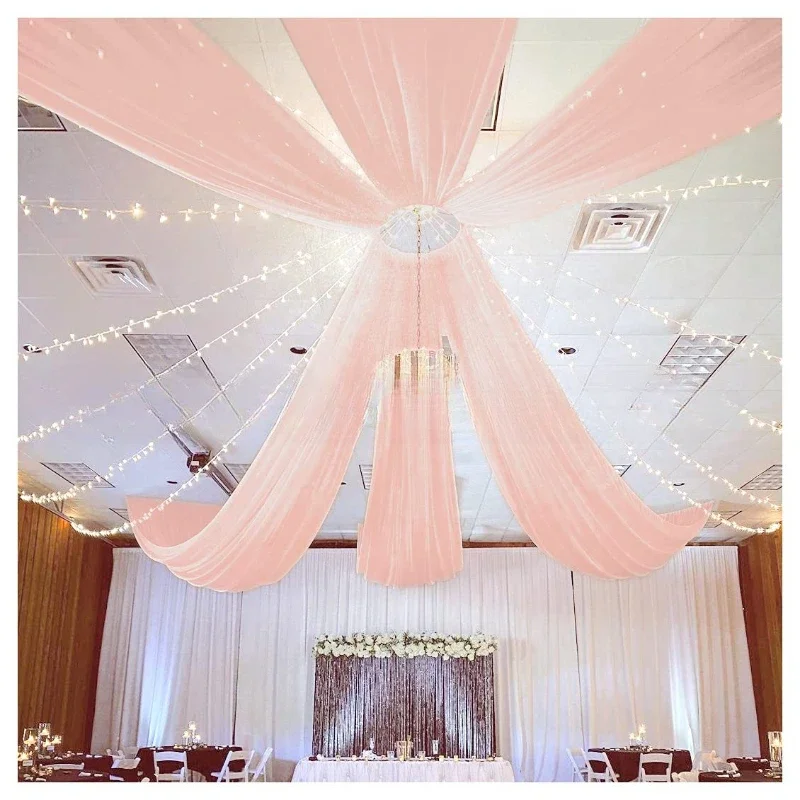 610CM Wedding Supplies Outdoor Arch Wrinkle Free Curtain Pearl Chiffon Arch Curtain Veil Wedding Decoration Background