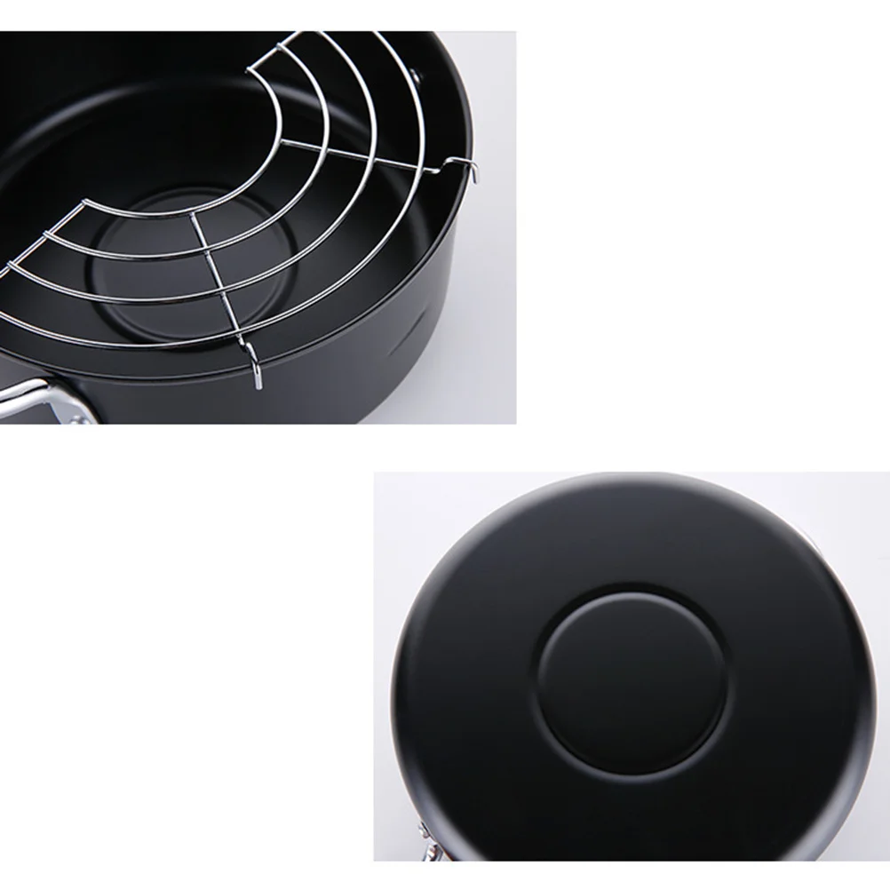 

1pc Multi-Functional Frying Pot 20Cm Iron Deep Fryer With Detachable Rack For Oil Drain Compatible Gas Induction Stove Kitchen