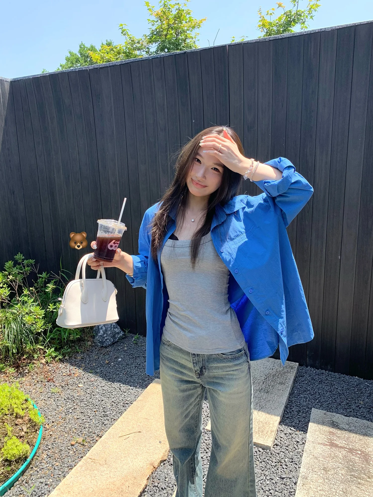 

Klein Blue Long Sve irt Women's Korean Sle Spring Autumn Design Sense Top Coat Casual Breathable Skin-Friendly