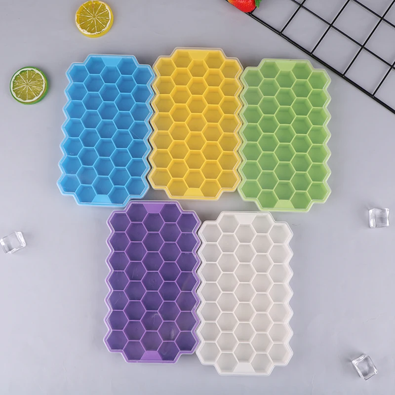 37 Grid Honeycomb Silicone Ice Cube Mold With Lids Large-capacity Ice Tray Mold Reusable Food Grade Ice Maker Mould