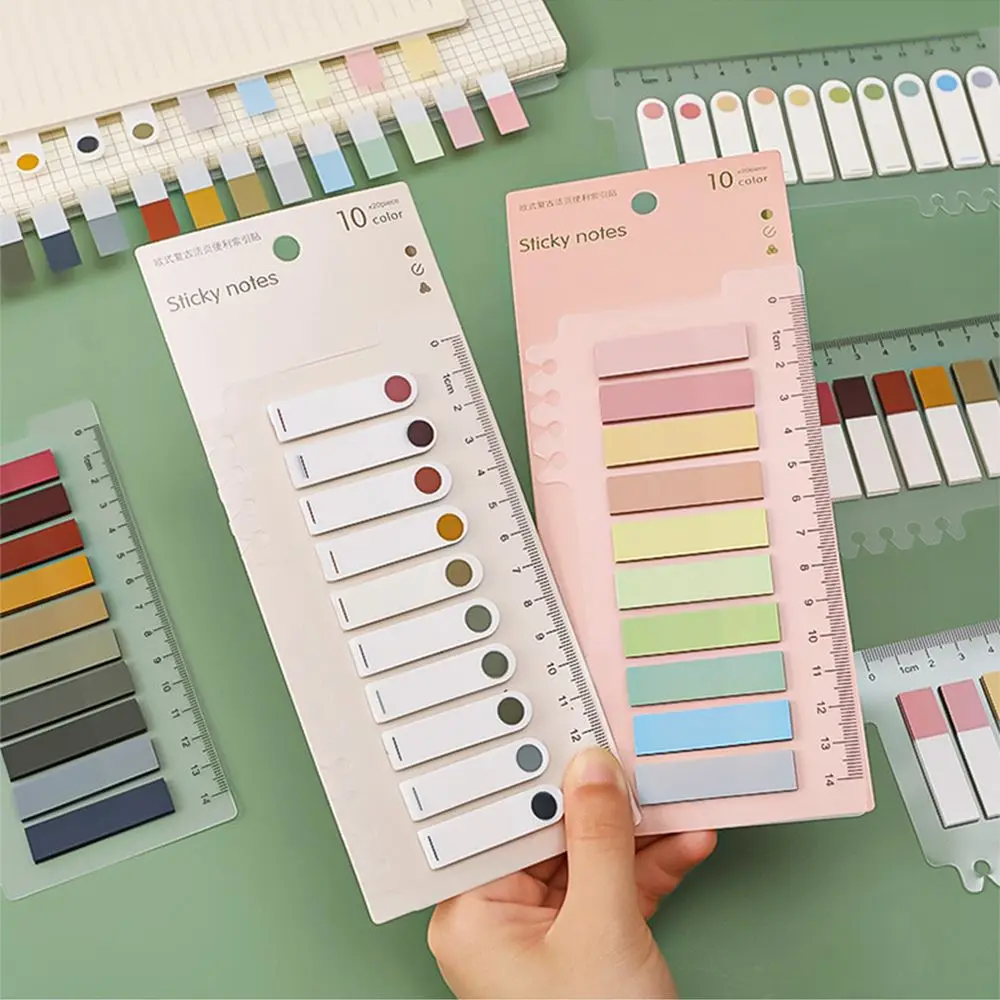 Self Adhesive Morandi Color Markers Paper Bookmarks Notepad Index Stickers Memo Pad Flags Tabs Colorful Sticky Notes Label Note