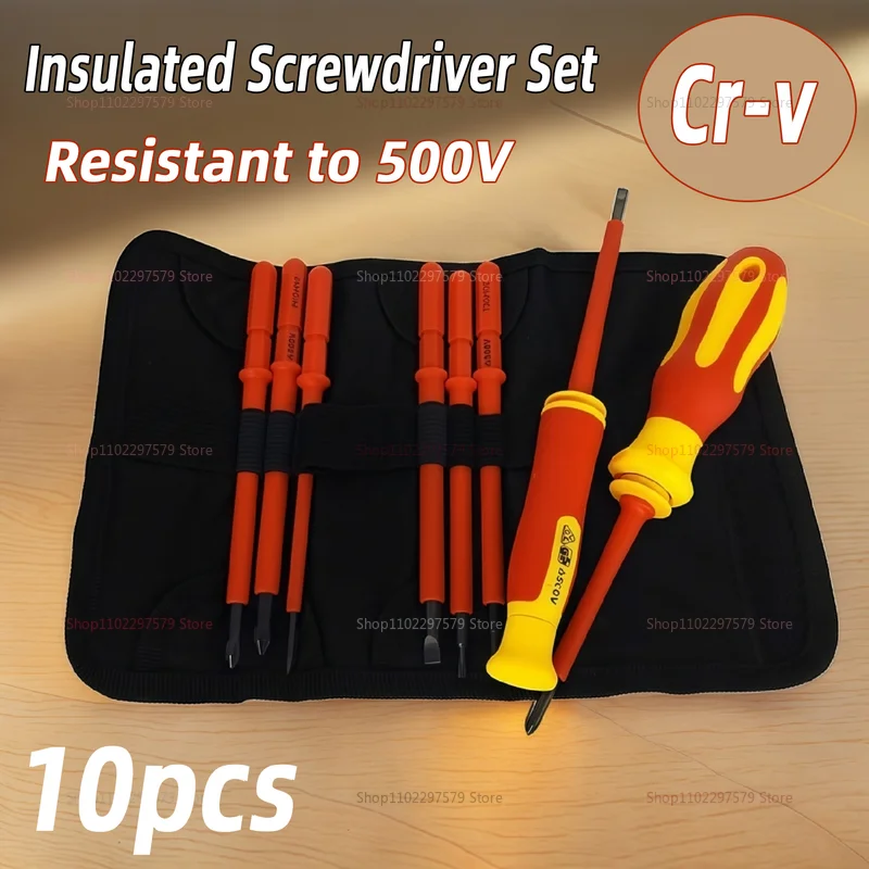 10 في 1 مجموعة مفكات معزولة 500 فولت صلابة عالية المغناطيسي فيليبس عرافة أدوات الكهربائيين للإصلاحات الكهربائية