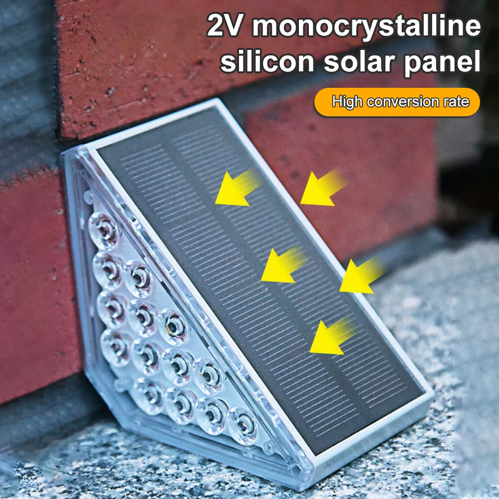 2 Packs Solar Staircase Light Outdoor Waterproof Solar Charging Stair Light 14LED High Bright Solar Light for Garden Porch