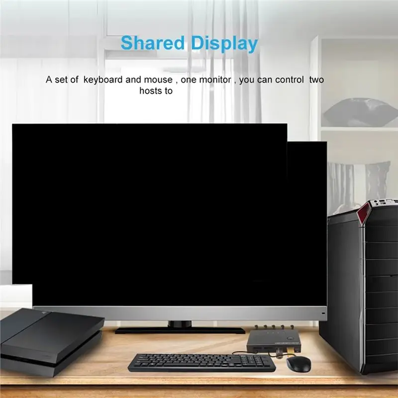 A31T KVM Switch 2 Port 4K@30Hz for Keyboard Mouse Printer - Auto/Manual Switching Plug and Play