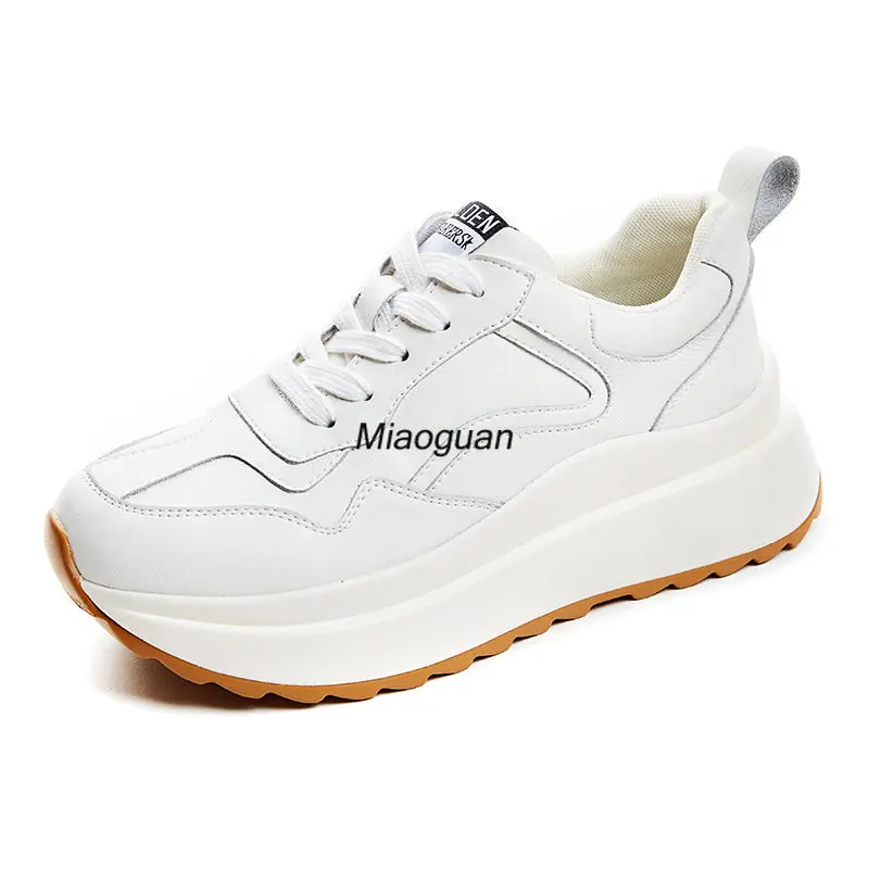 Fashion Women Shoes Platform Sneakers Ladies Lace-up Casual Breathable Comfort Shoes White Girl Sneaker Spring Autumn Round Toe