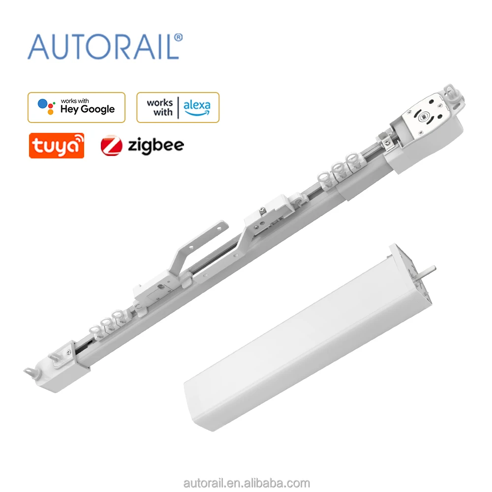 

Wholesale Remote Extendable Motorized Electric Curtain Track Rail Smart Electric Motor Curtain Rail