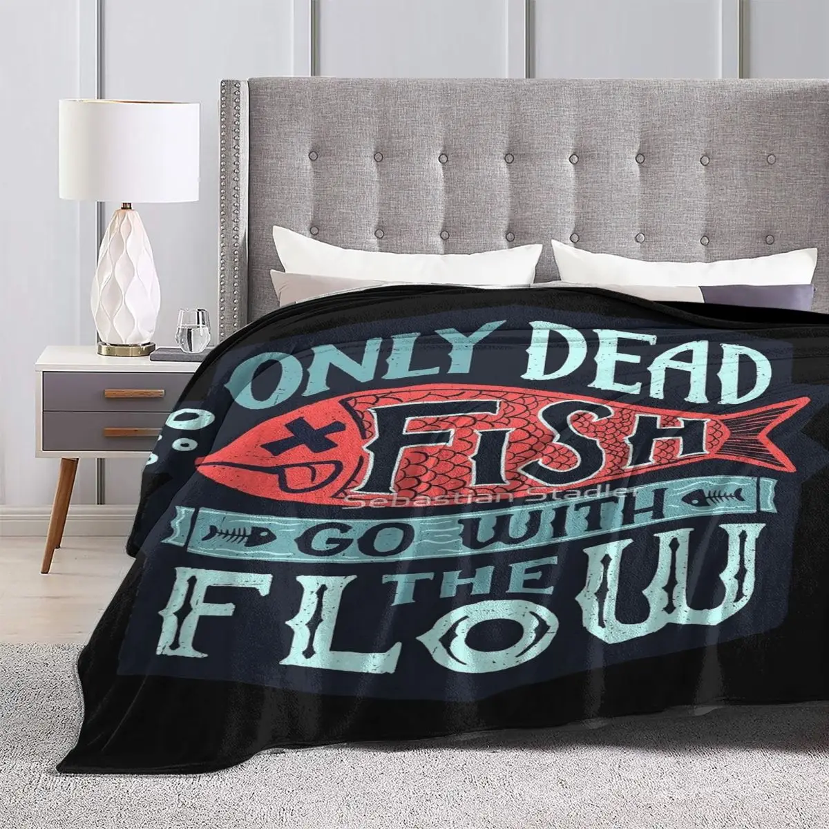 Only Dead Fish Go With The Flow Four Seasons Universal Blanket Travel Can Be Laid Mother's Day Gift