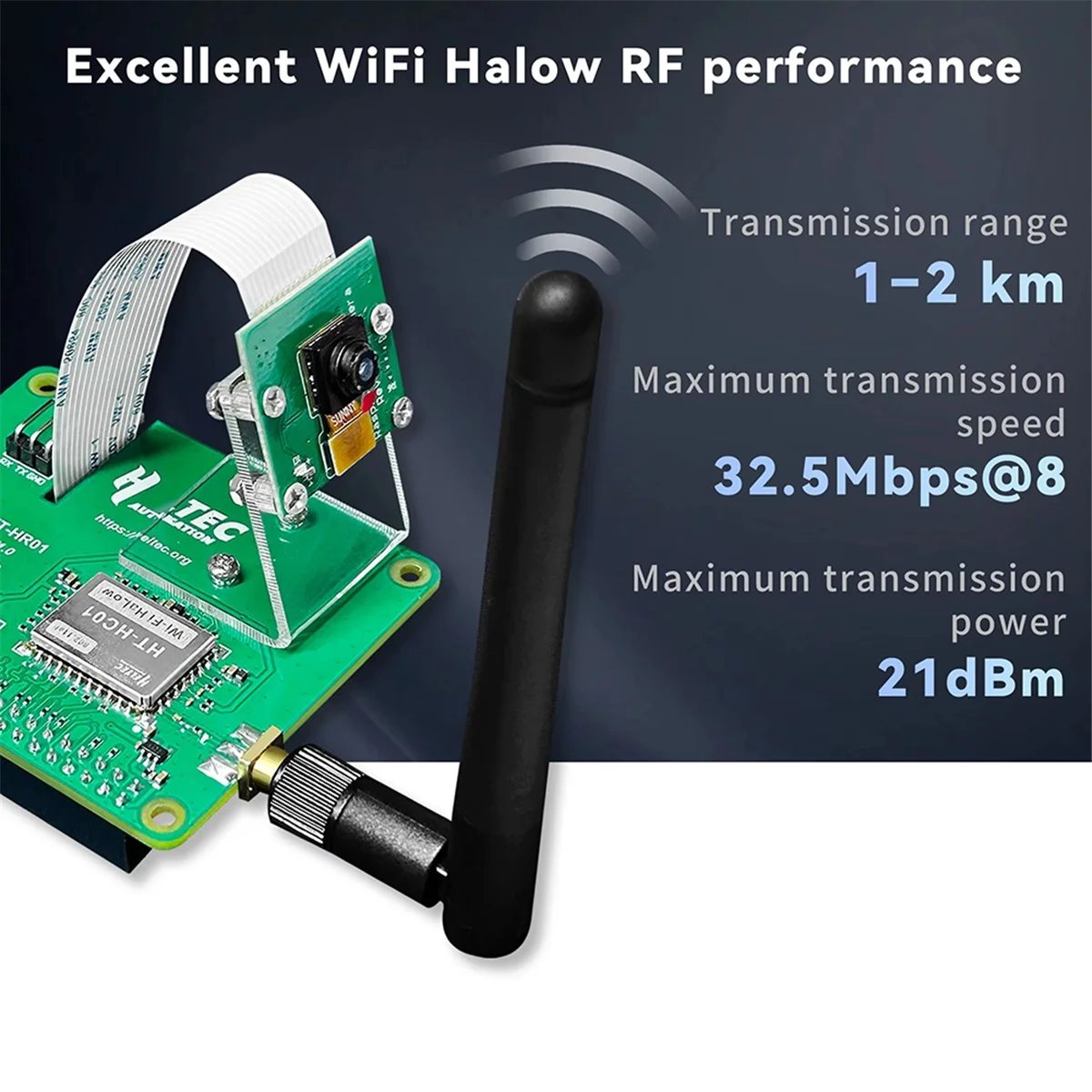 ABXHA HR01 WiFi HaLow Module Pi-CamLow for Raspberry Pi HAT 5MP Camera 2KM Range 32.5Mbps Mesh Networking