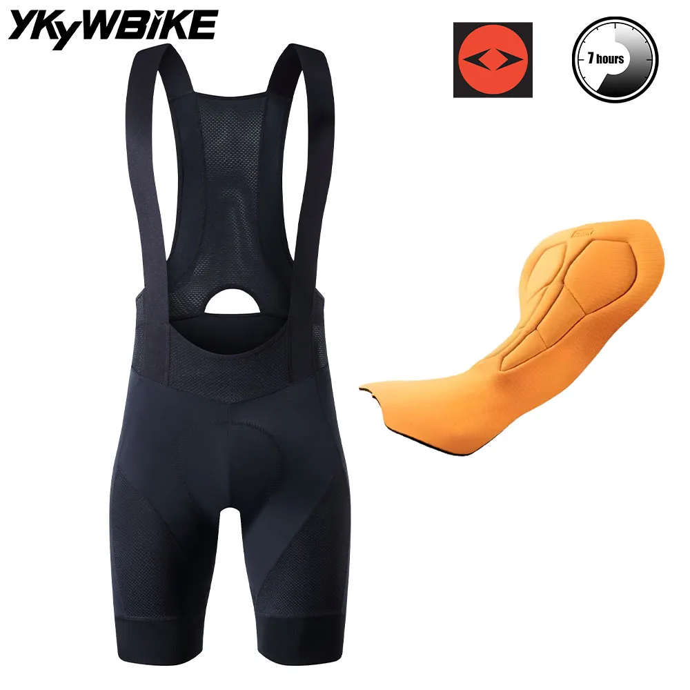 YKYWBIKE Men's Cycling Bib Shorts Italy Interface Padding 7 Hours Riding Bicycle Bib Pants Pro Summer Road Bike Bibs