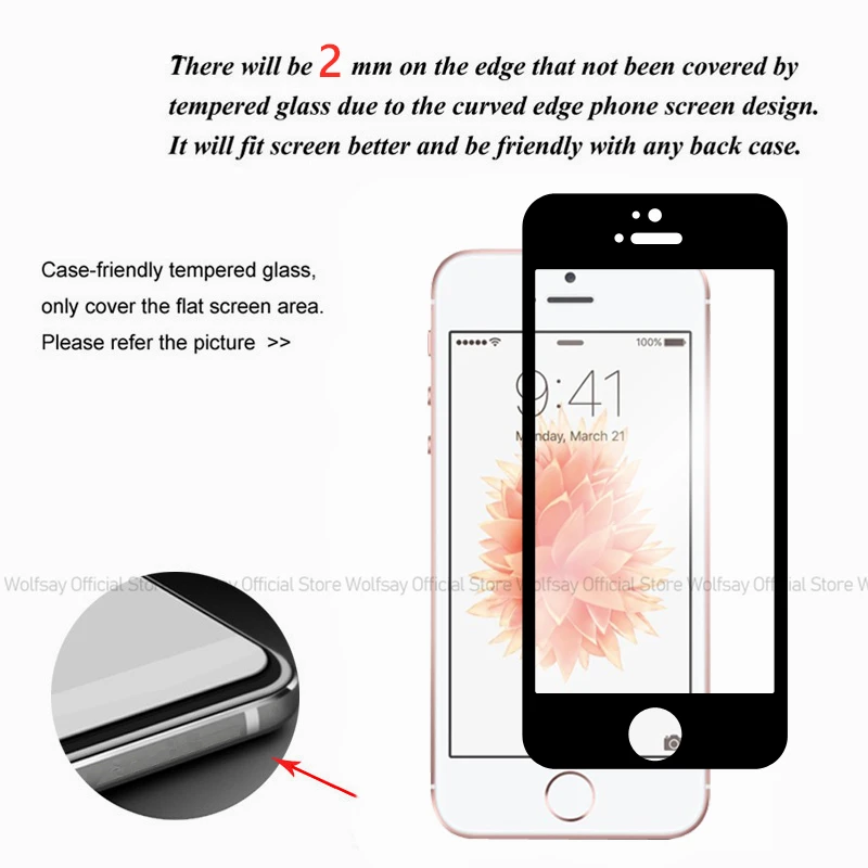 2/4PCS Tempered Glass For iPhone SE 2016 Screen Protector iPhone SE 2016 Full Glue Cover Protector Phone Film For iPhone SE 2016