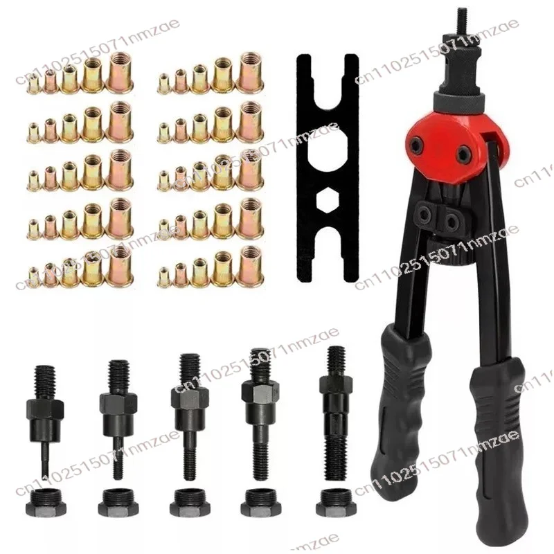 For Threaded Nut & Standard Rivets (M3-M12) BT-606 Manual Rivet Gun Tool with Interchangeable Heads