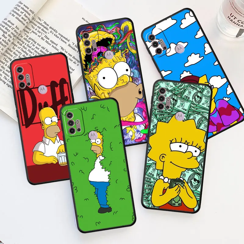 Case For Motorola G60 G52 G30 G53 Edge 40 G72 G22 G71 G51 G31 G32 30 Neo One Fusion 20 Black Phone Cover Funny Homer Simpson