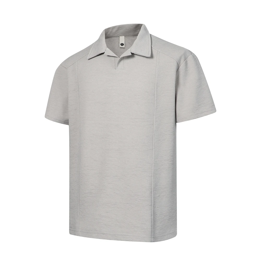 2026 Summer Bark Texture Texture-Enhanced Polo Shirt for Men - Short Sleeve - Summer Cool Silk-Like Comfortable Collar - Front S