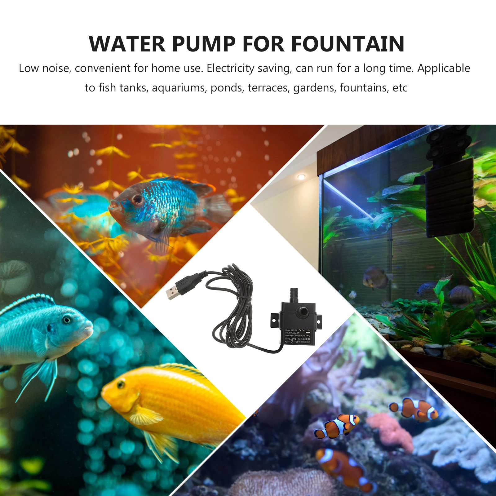 

s Mini DC Water Pump 5V Low Noise for Fish Tank Aquarium Pond Fountain Garden Pet Drinking Machine Submersible