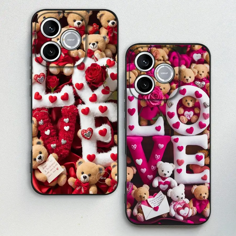 Funda – coque de téléphone pour Honor 70 90 8X Magic5 X8 600 X6 200 400 X7 X9 X5, ours mignon de saint-valentin