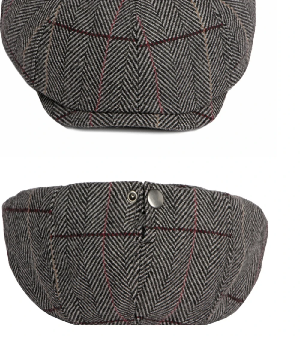 HT4964 Baskenmütze, Retro-Künstler, Maler, karierte Baskenmütze, männlich, weiblich, Ivy, flache Kappe, Herbst-Winter-Mütze, verstellbare Baskenmütze für Männer und Frauen – Detail 9