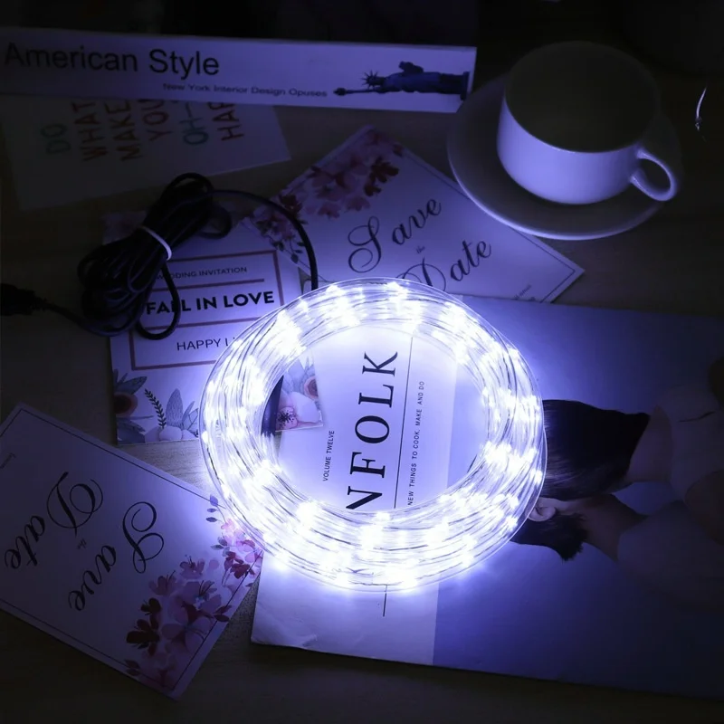 300LED Solar Tube Rope Light Outdoor Garden Christmas Wedding Xmas Fairy Garland Waterproof String Lighting Strip for Decoration