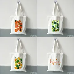 Cute Avocado limone arancia frutta stampa Tote Bags donna uomo viaggio Casual borsa a tracolla pieghevole riutilizzabile Eco Shopping Bag