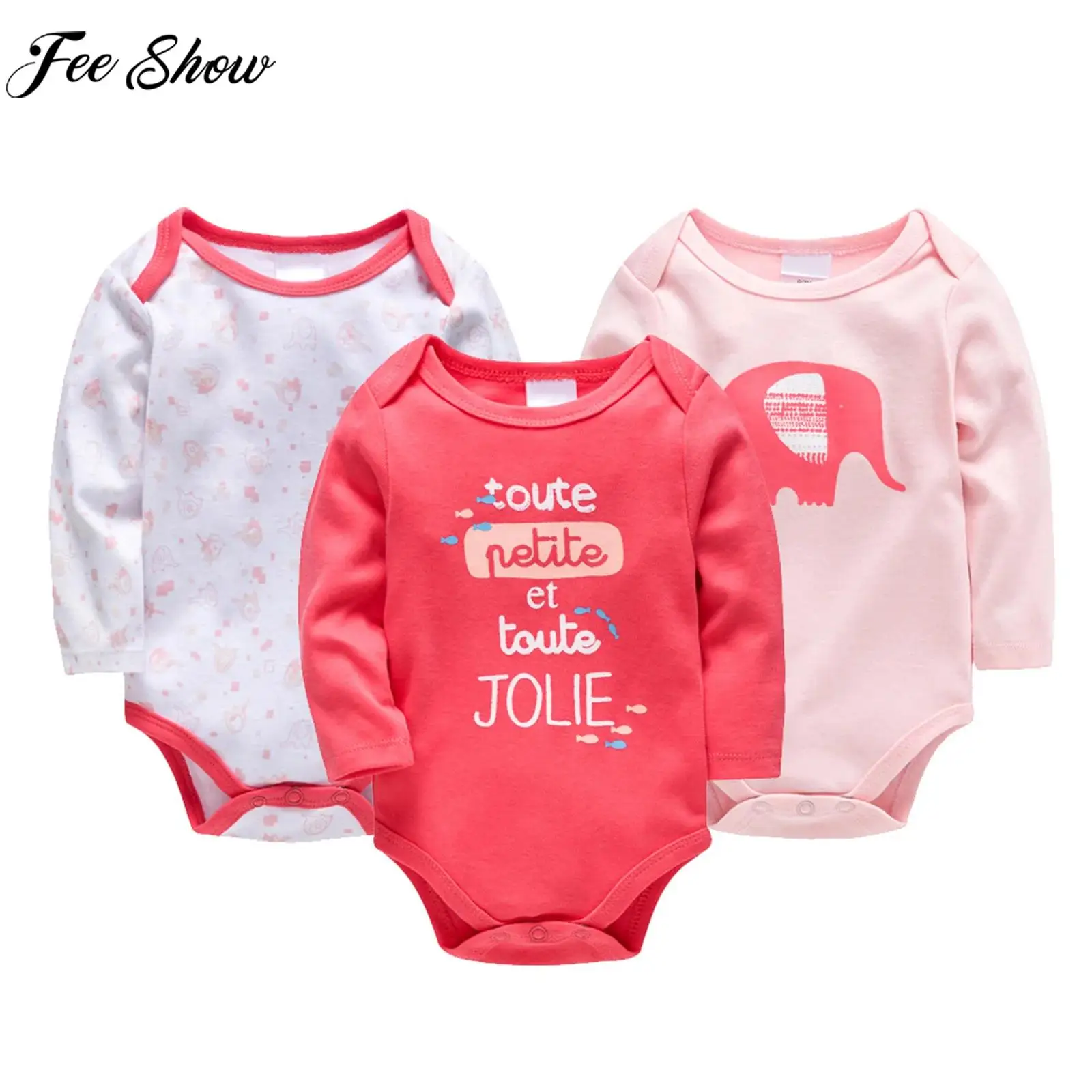 

Комплект из 3 предметов для малышей: боди с длинным рукавом, на пуговицах, с милым принтом, для повседневной носки, домашней одежды, сна, дня рождения и вечеринок