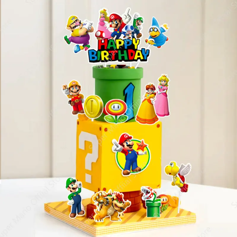 23+1pcs Super Mario Plugin Set Theme Series Cake Decoration Card Kids Birthday Cake Holiday Party Decoration Party Supplies