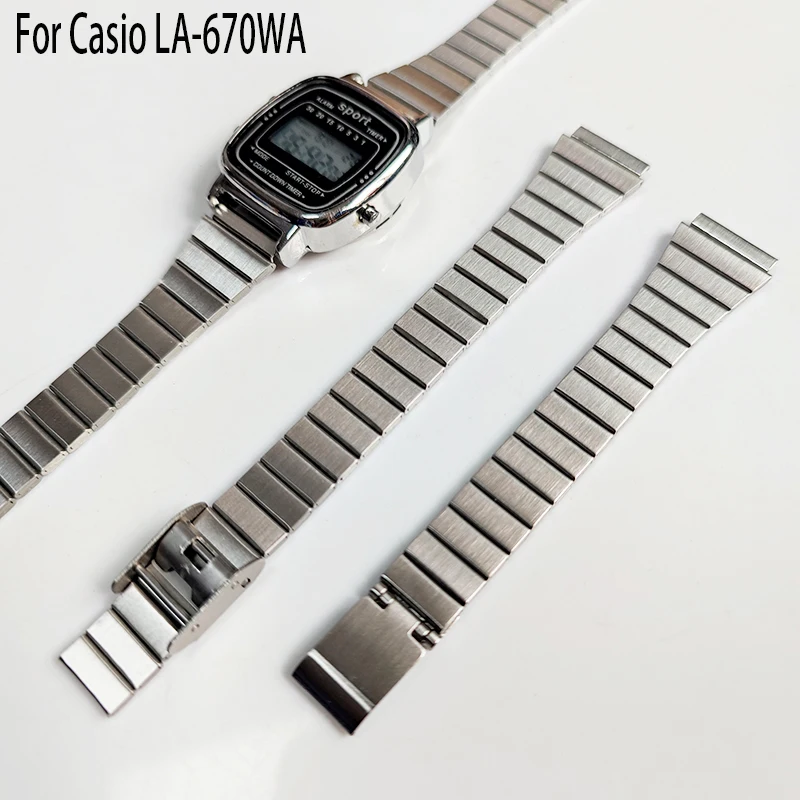 Suitable for Casio LA-670WA Women\'s Watch Strap 13mm Substitute Stainless Steel Metal Watchbands