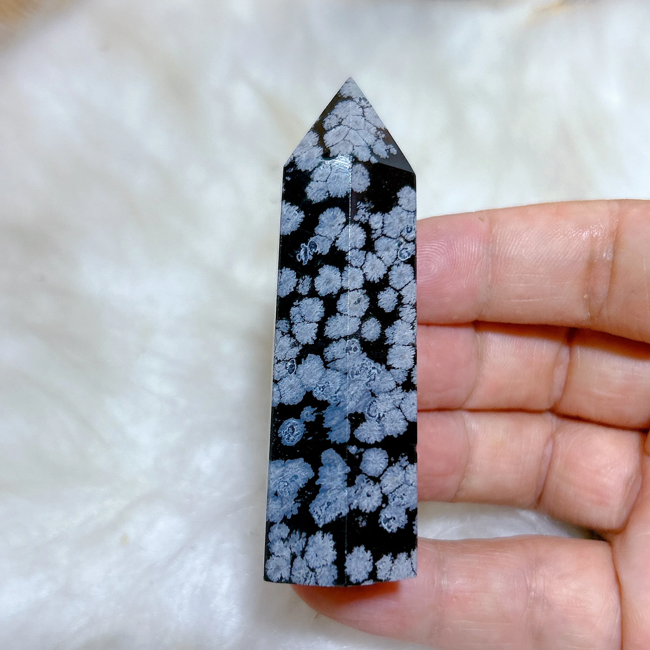Healing Natural Crystal Snowflake Black Obsidian Tower Energy Ornament Gemstones High Quality Home Decorations Room Decor Gift