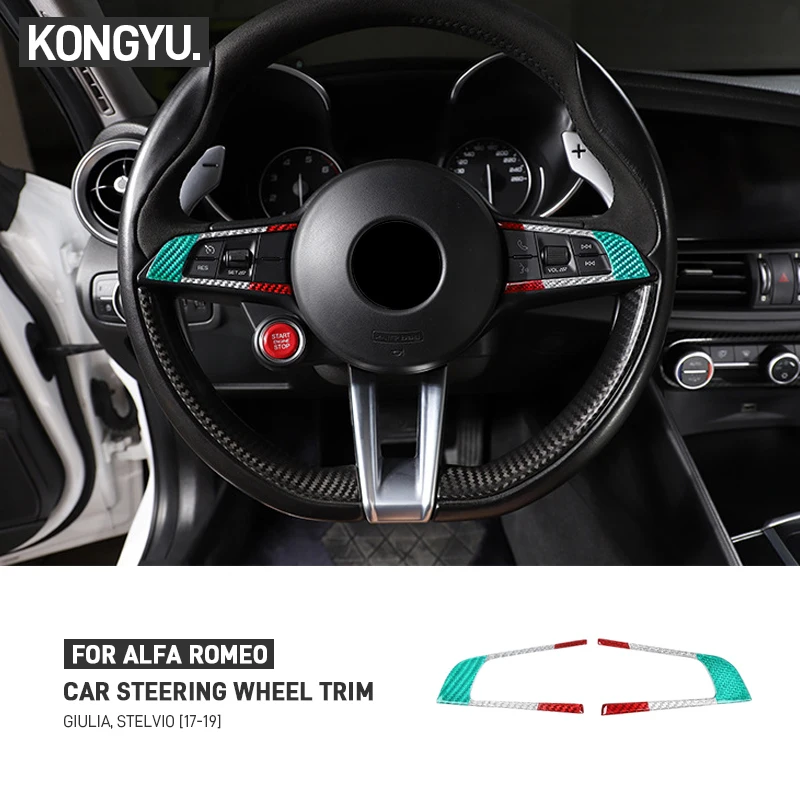

Real Carbon Fiber For Alfa Romeo Giulia Stelvio 2017-2019 Car Steering Wheel Panel Trim Decoration Sticker Interior Accessories