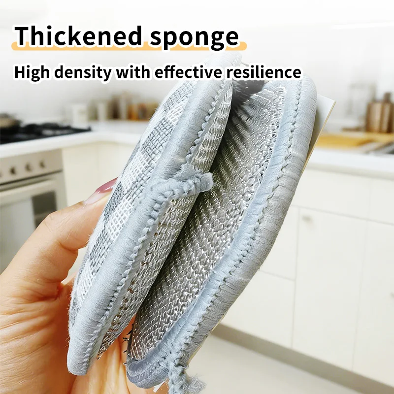2/6PCS Magic Sponge Heavy Duty Double Sided Cleaning Sponge Non Scratch Oil Proof Reusable for Kitchen Dishwashing Pots Pans