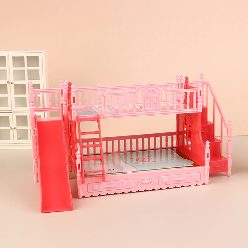 ドールハウスミニプリンセス二段ベッドスライド付きドールハウスシミュレーション家具アクセサリードールハウス寝室の装飾