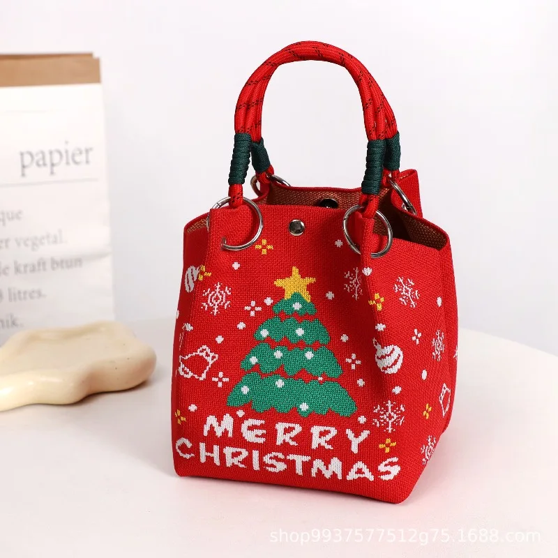 Popular Christmas Japanese Korean Knitted Handbags Portable for Work and Outing Large Capacity Handbags for Miscellaneous Items