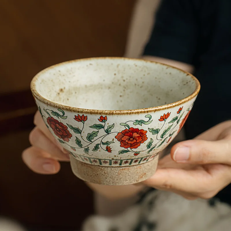 

Vintage Handmade 5 Inch Footed Bowl Ceramic Dessert Bowl for Sugar Soup Rice Porcelain Bowl