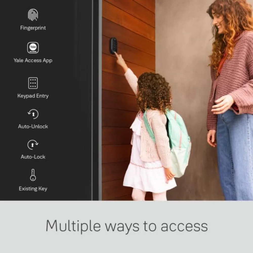 Black Suede Key-Free Smart Entry Door Lock with Wi-Fi Connected Touchscreen Keypad and Biometric Fingerprint Scanner