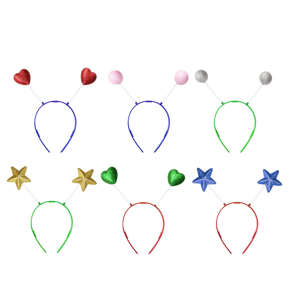 

12Pcs Creative Hair Accessories Spring Hair Hoops for Kids Girls with Ball Heart Star Design Party Headwear Elastic Lightweight