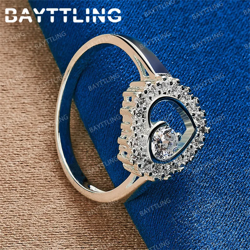 925 sterling silver 7/8/9/10 exquisite heart-shaped round ring for women's gift wedding jewelry temperament accessories