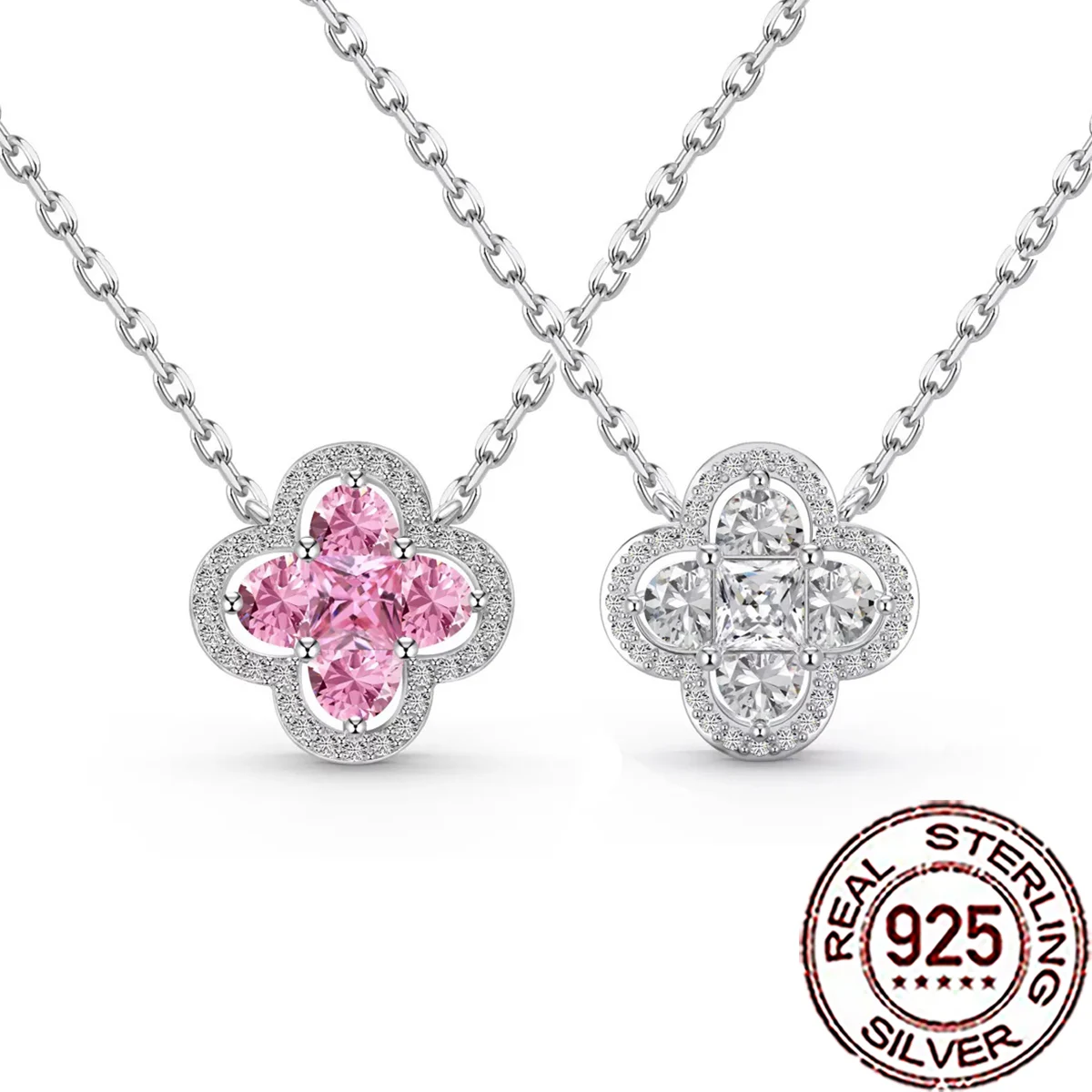 

CWWZircons стерлингового серебра 925 пробы, роскошный кубический циркон, большой четырехлистный цветок, кулон, ожерелье для женщин, ювелирные изделия для свадебной вечеринки SD070