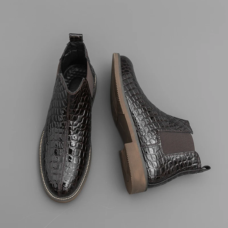 

New Chelsea Boots Men's Shoes PU Brown Fashionable Versatile Business Casual British Street Party Outfit Classic Ankle Boots