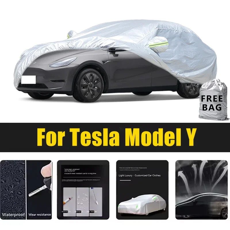

For Tesla Model Y Car Cover Outdoor Protection Covers Snow Sunshade Waterproof Dustproof Exterior UV Car Accessories