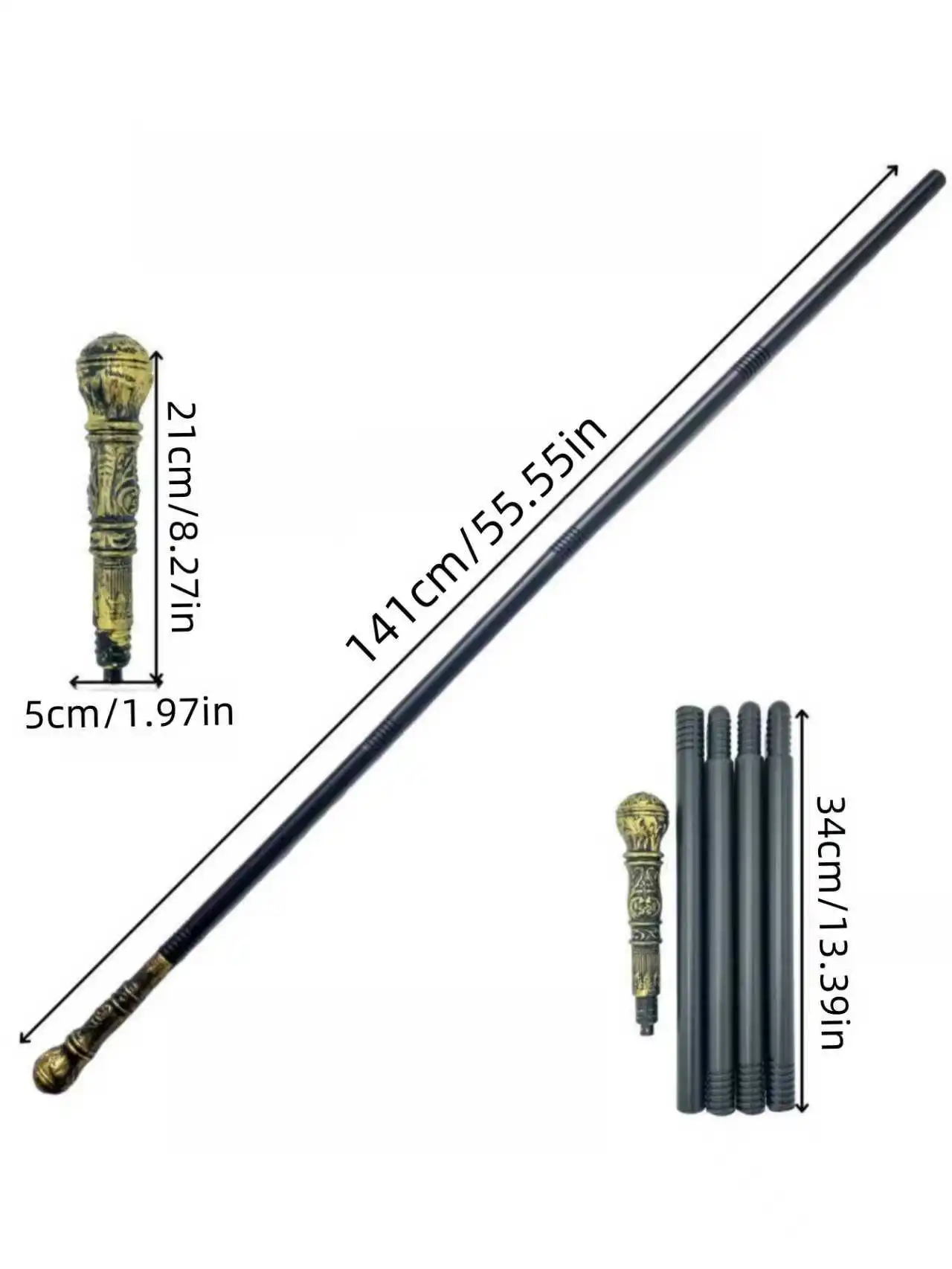 Halloween Elegant Bronze Scepter, Lightweight Plastic Pageant Scepter Prop for Cosplay Drama Party Dress‑up
