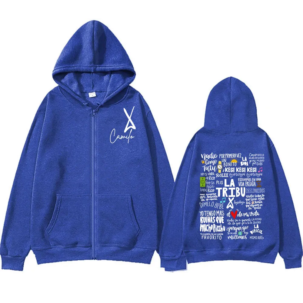 Camilo Por Primera Vez Printed Zip Up Hoodies Fashion Vintage Zipper Sweatshirt Tops Men's Women Long Sleeve Oversized Pullovers