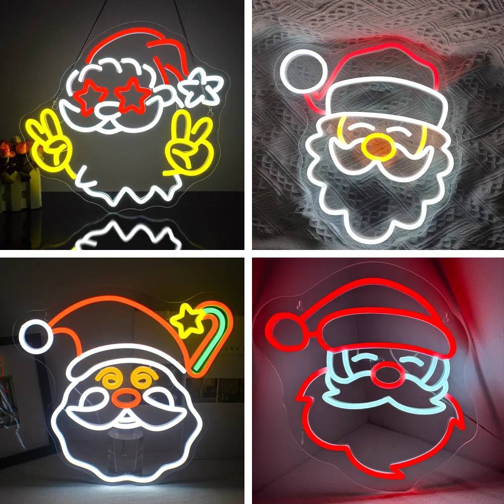 

Merry Christmas Neon Sign Santa Claus Neon Sign For Wall Decor Room Decoration Led Light Dimmable For Home Room Bar Party Sign