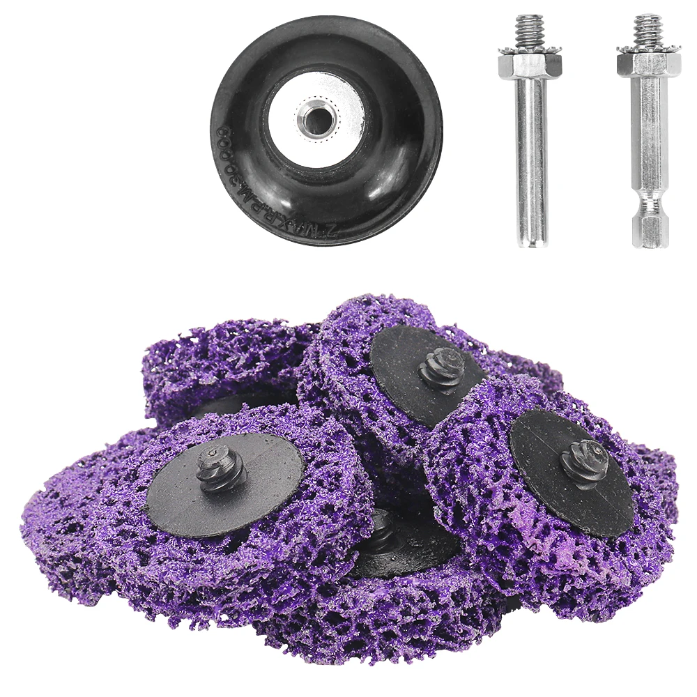 10 pces 2 Polegada rápida mudança fácil tira & discos limpos 50mm para pintura oxidação remoção preparação de superfície automática com 1pc disco almofada titular