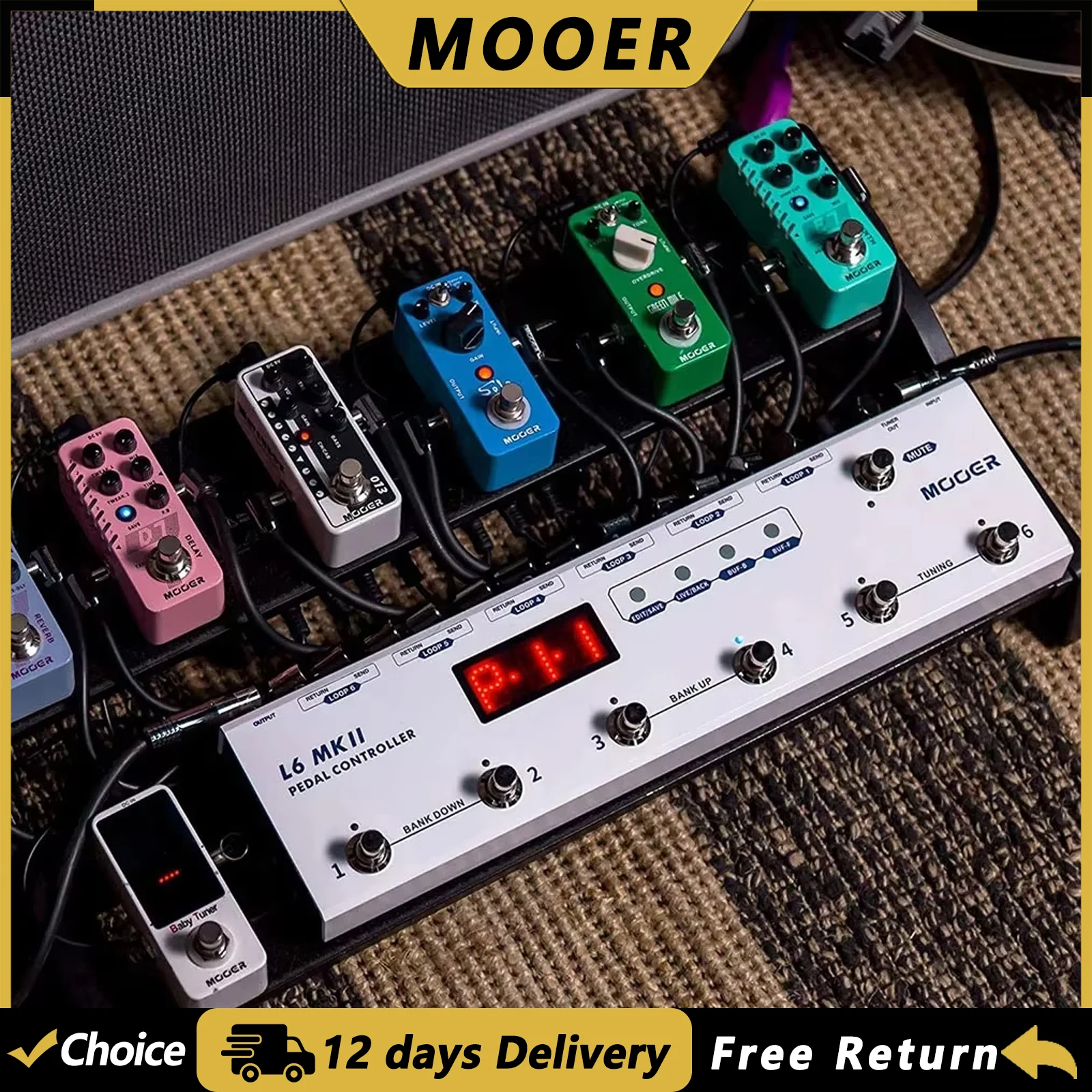 

Контроллер педалей MOOER PCL6 MKII, программируемый луп-свитчер с 6 лупами, педаль эффектов L6 для электрогитары, аксессуары для гитары